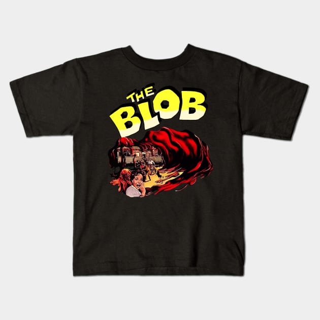 THE BLOB Retro Cult Classic Horror Fan Art Kids T-Shirt by darklordpug